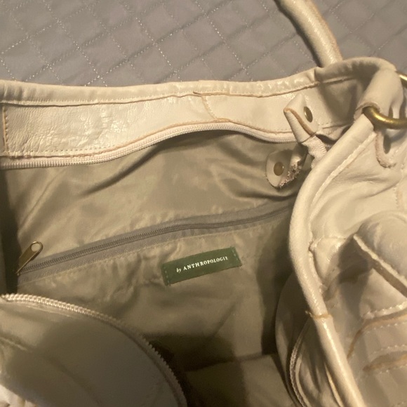 Anthropologie Benecio Diamond Leather Tote Monserrat De Lucca Light Grey - Picture 7 of 13